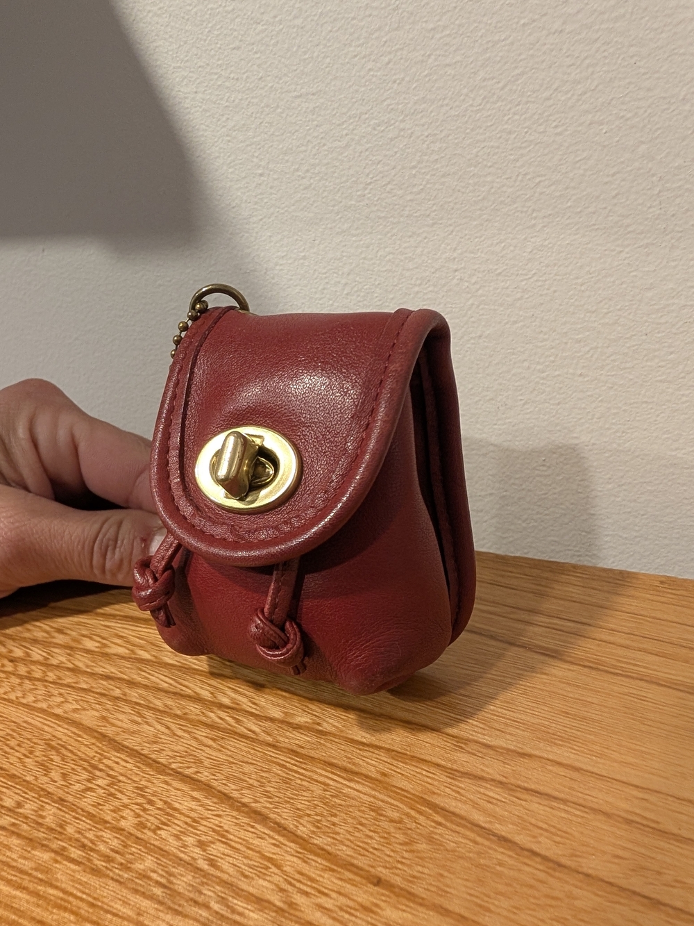 Vintage Coach Red Leather Keyring